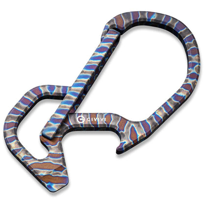 CIVIVI Click Carabiner Titanium Flamed from the front side with logo showing