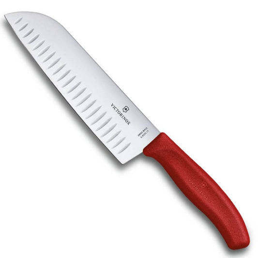 Victorinox Santoku Swiss Classic с алвеоли (червен) 17см