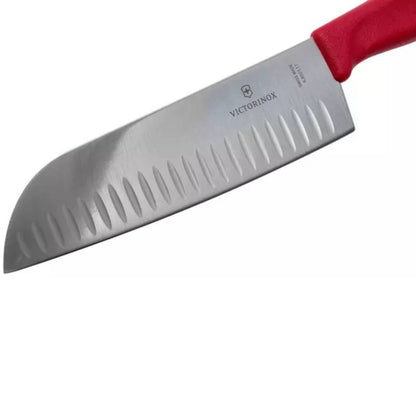 Victorinox Santoku Swiss Classic с алвеоли (червен) 17см