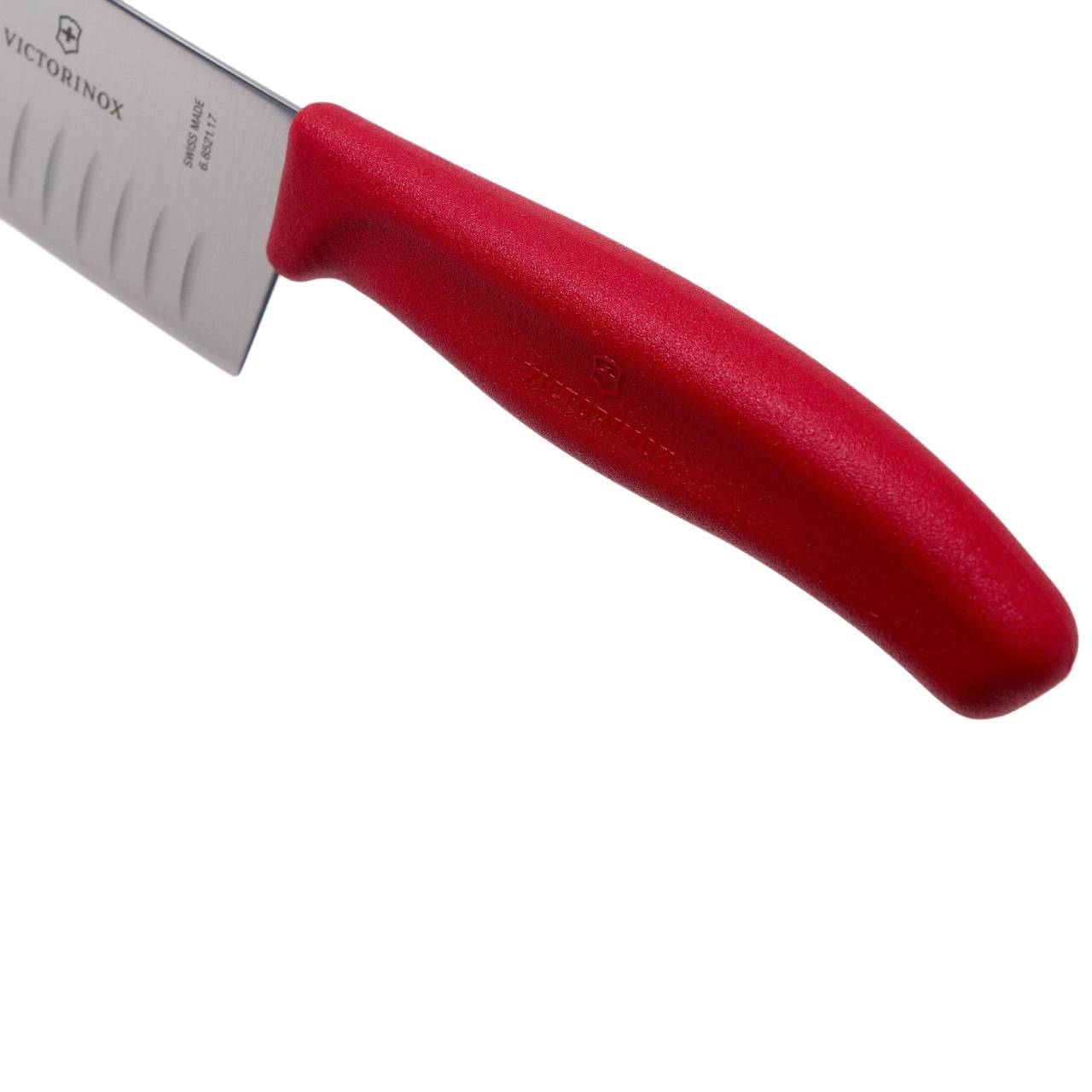 Victorinox Santoku Swiss Classic с алвеоли (червен) 17см